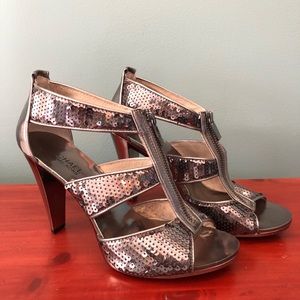 Michael Kors Silver Sequin Zip Up heels
